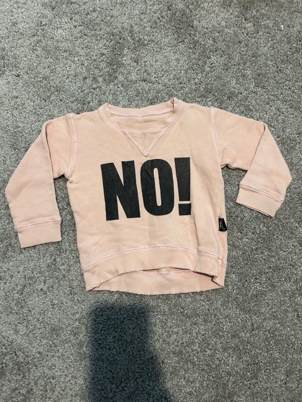 nununu Pale Pink 'NO!' Graphic Crew Sweatshirt